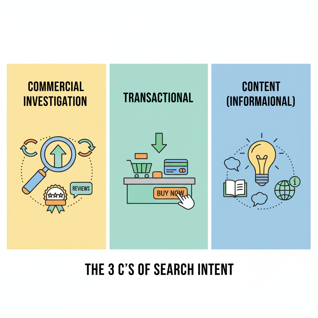What are the 3 C’s of Search Intent?